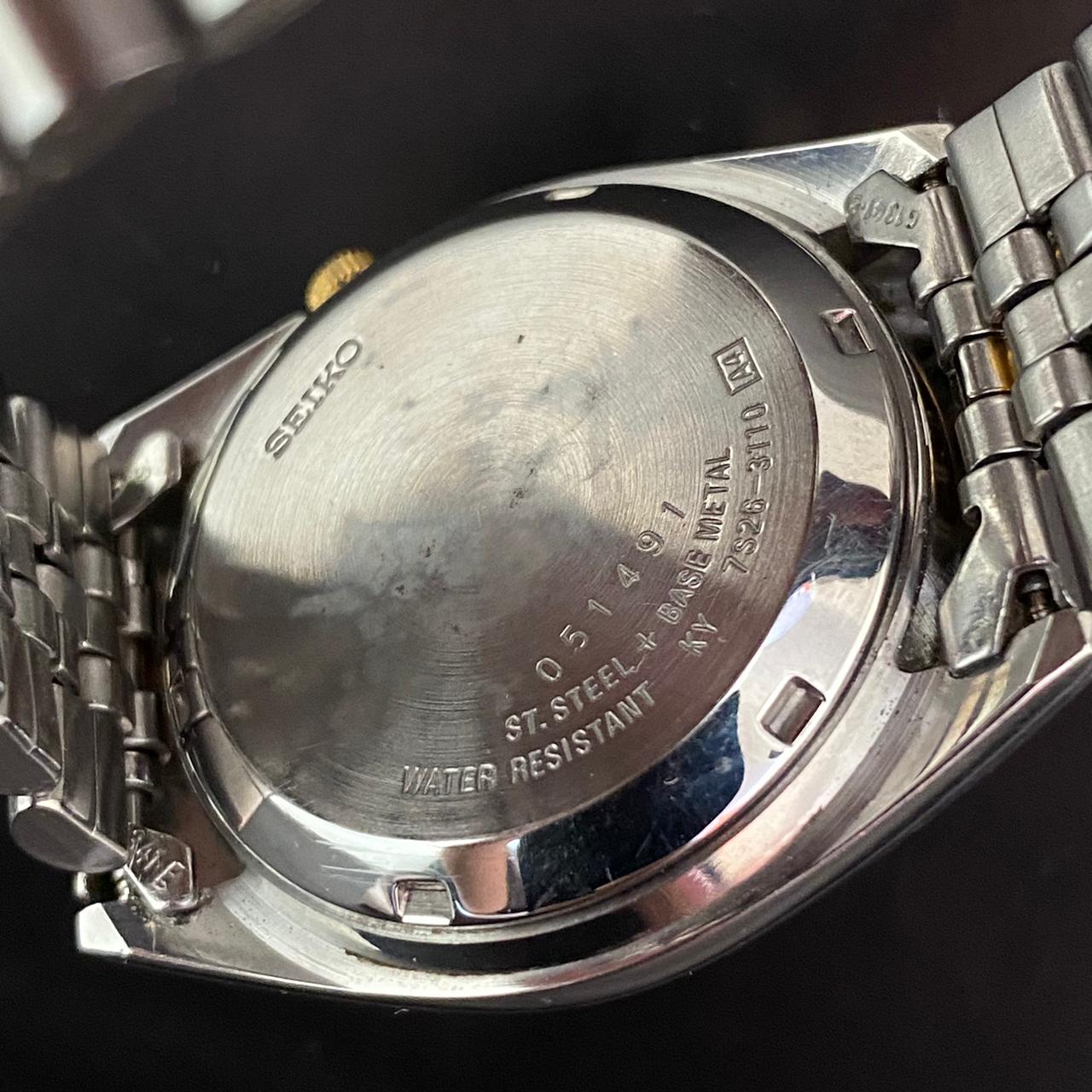 RARE Seiko President SNXJ90 Automatic 7S26-3110 White Dial TwoTone Vintage 1990s