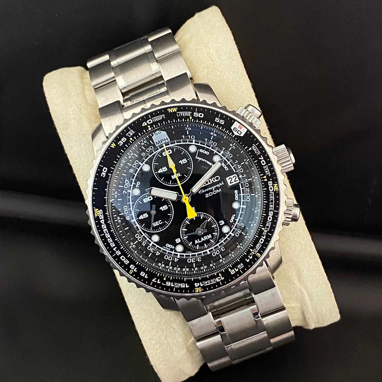 RARE Seiko Pilot Flight master SNA411P1 Chronograph 7T62-0EB0 Black Watch 2007's
