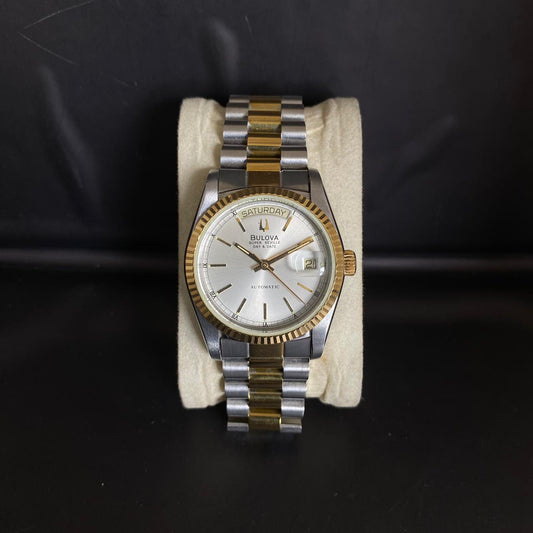 RARE Bulova President Super Seville Two Tone Automatic Gold Vintage Watch Men