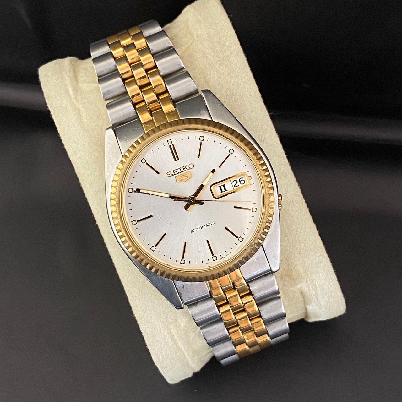 RARE Seiko President SNXJ90 Automatic 7S26-3110 White Dial TwoTone Vintage 1990s