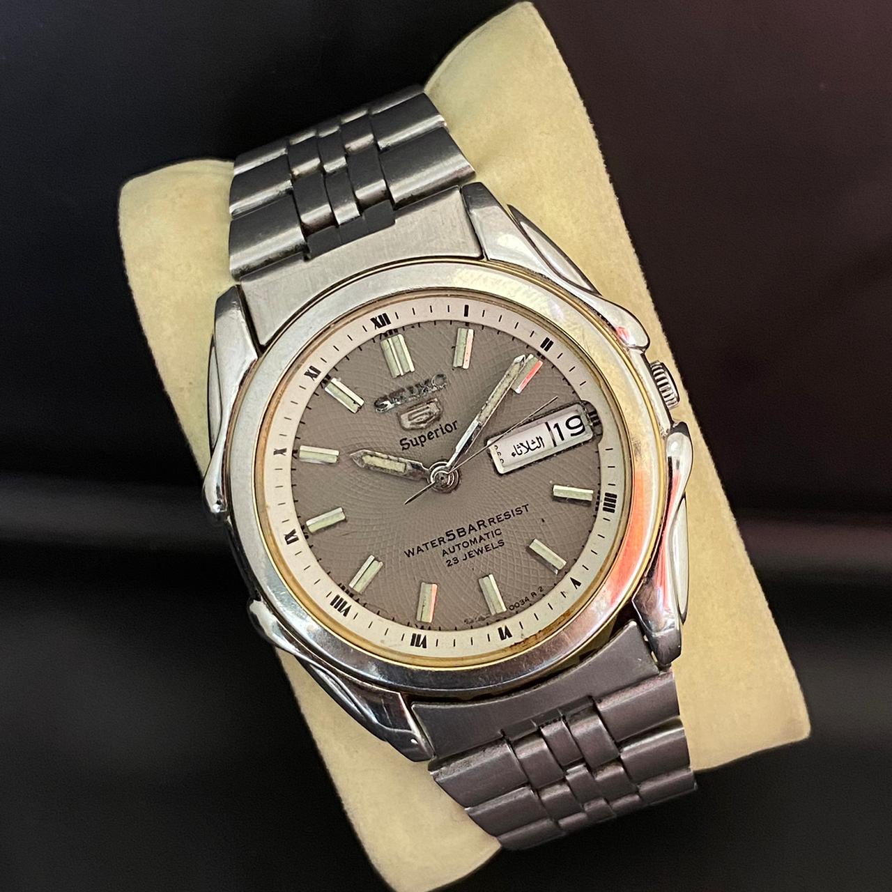 RARE Seiko Superior Automatic Gray Dial Whirlpool Day Date 1998's Vintage Watch