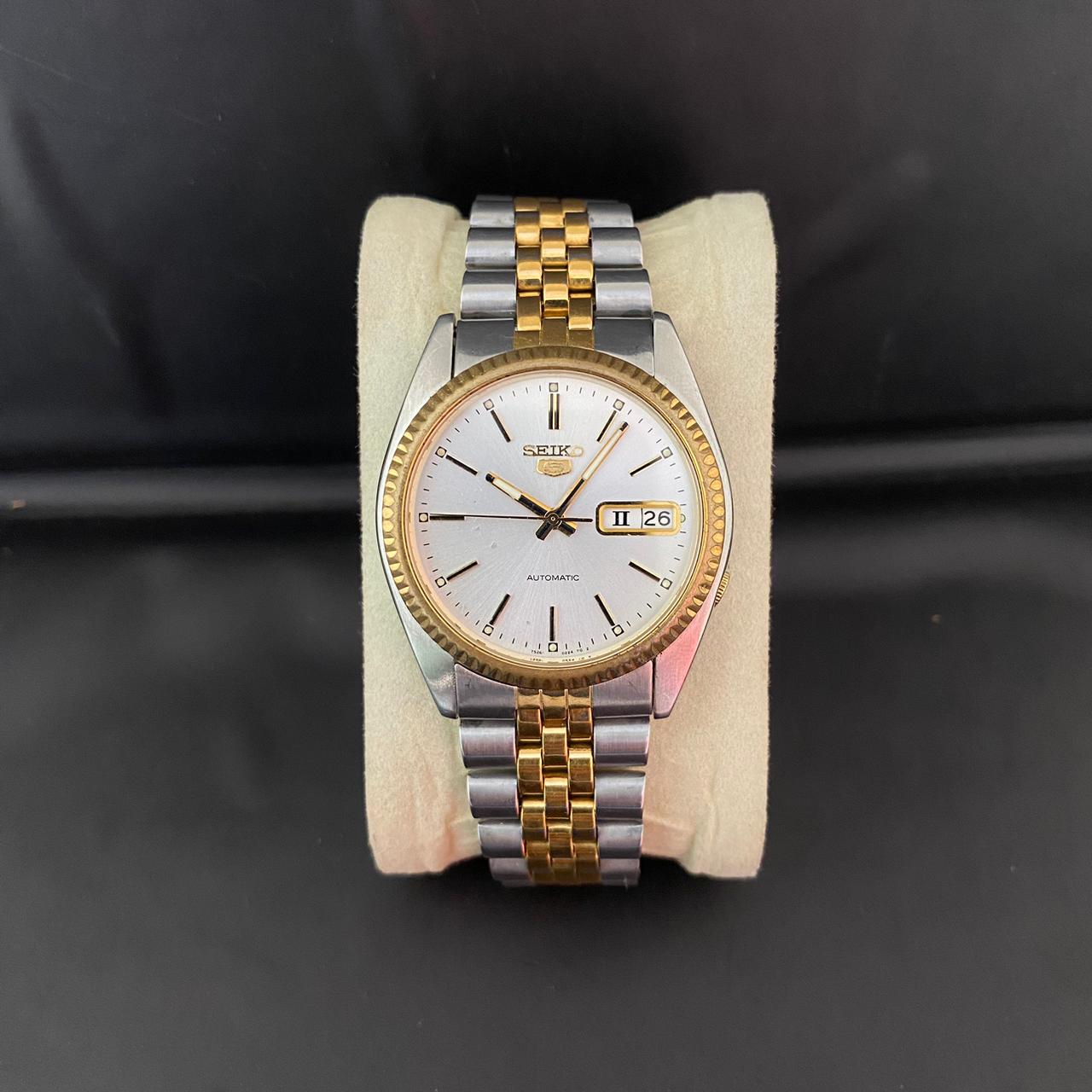 RARE Seiko President SNXJ90 Automatic 7S26-3110 White Dial TwoTone Vintage 1990s
