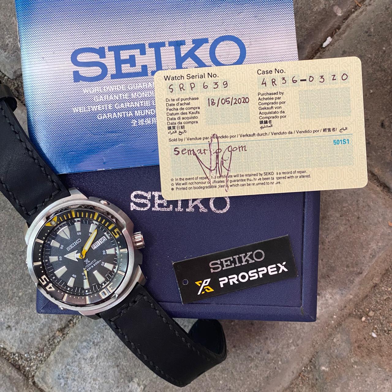 Rare Seiko Prospex Baby Tuna SRPF35K1 Automatic YellowFin Black Dial Diver Watch