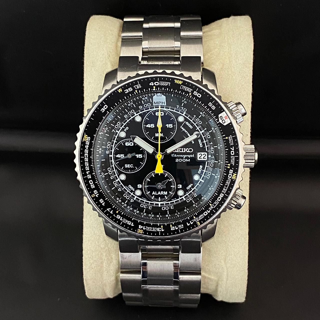 RARE Seiko Pilot Flight master SNA411P1 Chronograph 7T62-0EB0 Black Watch 2007's
