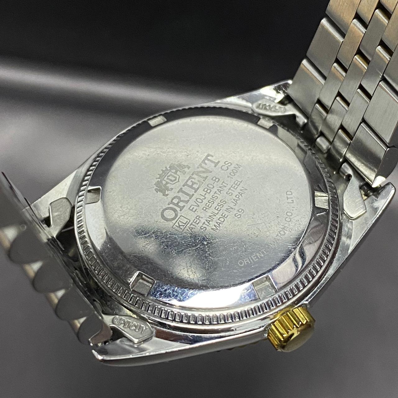 RARE Orient President Automatic EV0J-B0-B White Dial Diamond TwoTone 1990s Watch