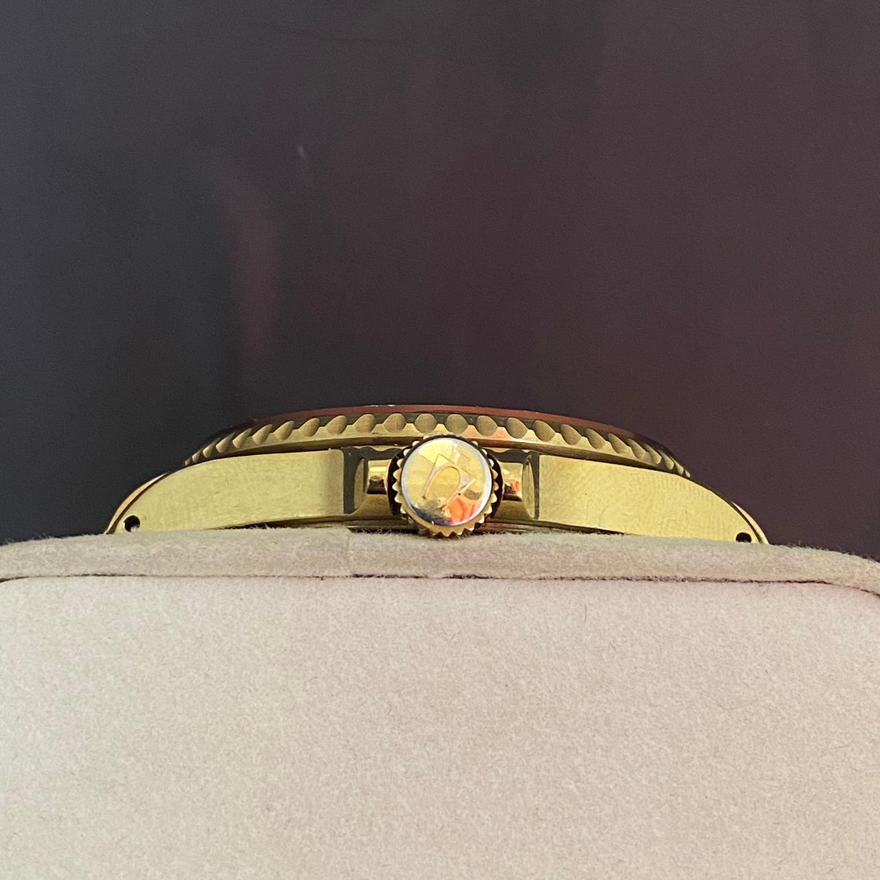 RARE Bulova Perpetual Date GMT Rootbeer Dial Automatic Gold 1990's Vintage Watch