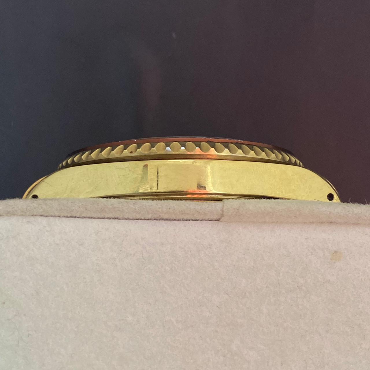 RARE Bulova Perpetual Date GMT Rootbeer Dial Automatic Gold 1990's Vintage Watch