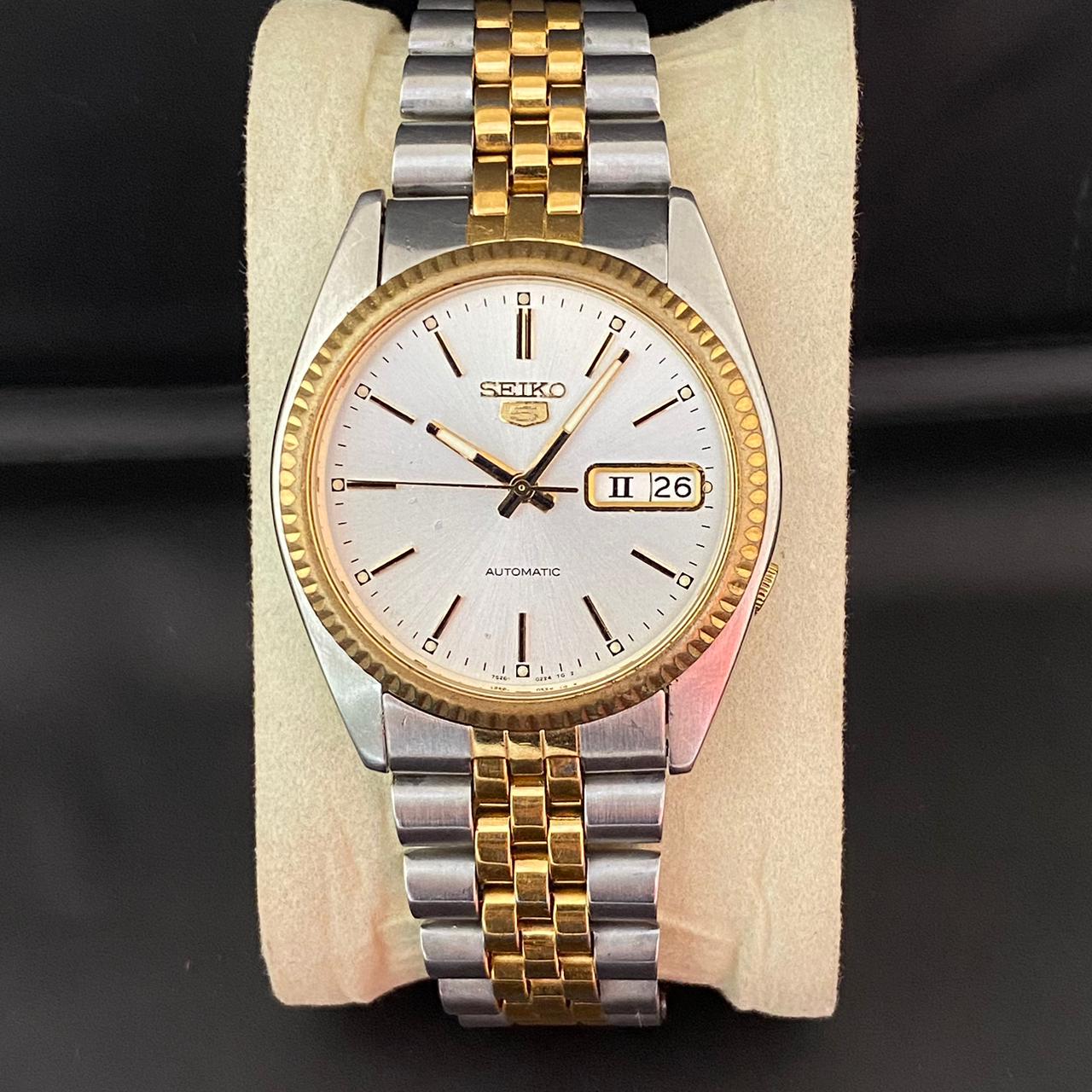 RARE Seiko President SNXJ90 Automatic 7S26-3110 White Dial TwoTone Vintage 1990s