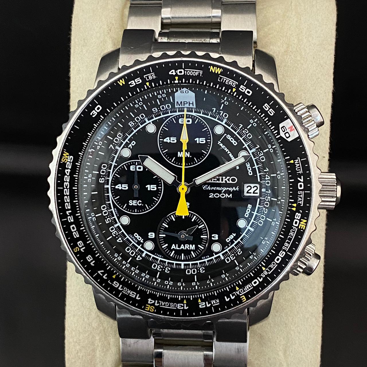 RARE Seiko Pilot Flight master SNA411P1 Chronograph 7T62-0EB0 Black Watch 2007's