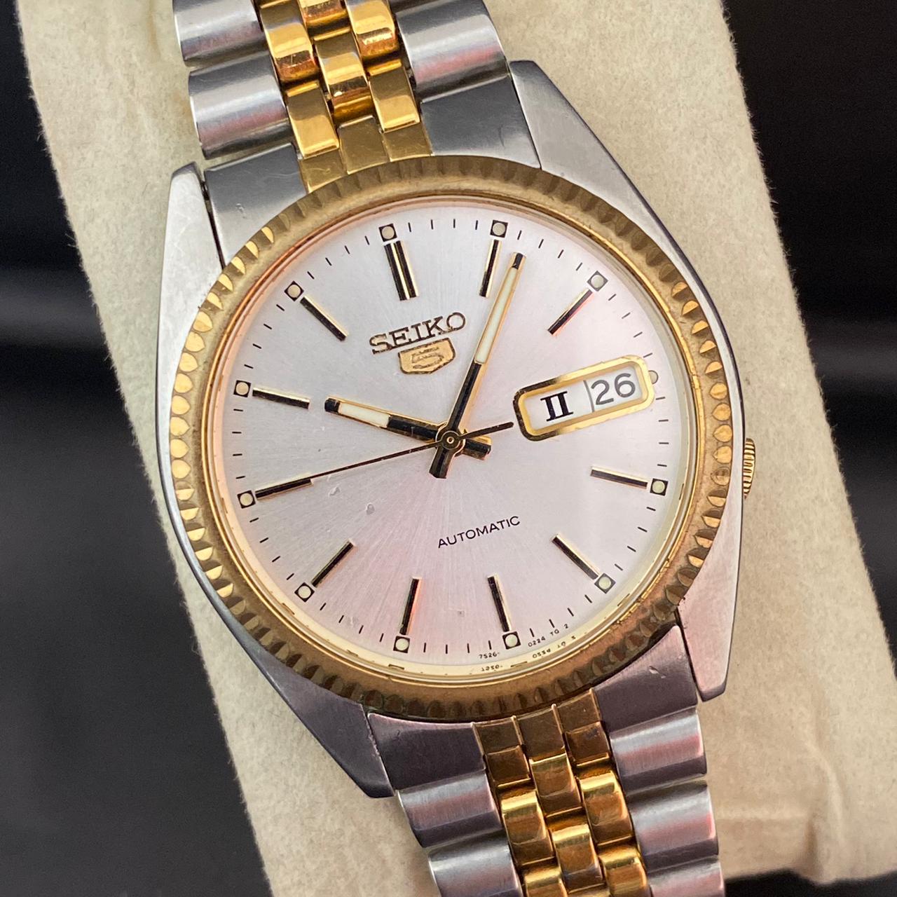 RARE Seiko President SNXJ90 Automatic 7S26-3110 White Dial TwoTone Vintage 1990s