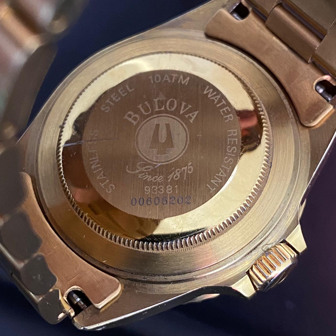 RARE Bulova Perpetual Date GMT Rootbeer Dial Automatic Gold 1990's Vintage Watch