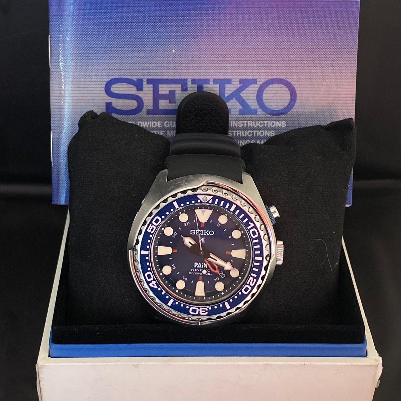 Rare Seiko Prospex PADI SUN065 Kinetic 5M85-0AB0 GMT Diver Blue Dial Watch Men