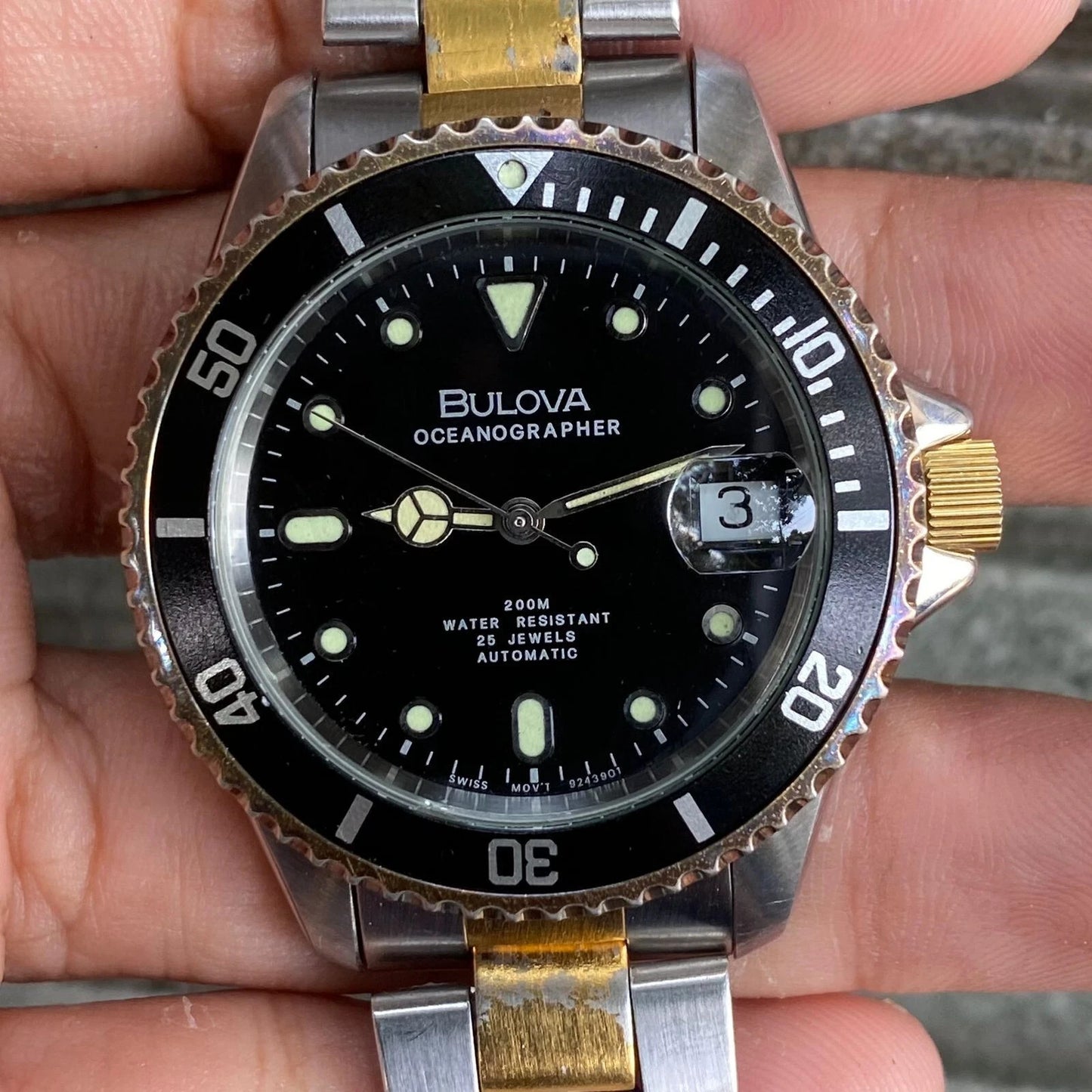 RARE Bulova Oceanographer Automatic ETA Swiss Diver Watch Men