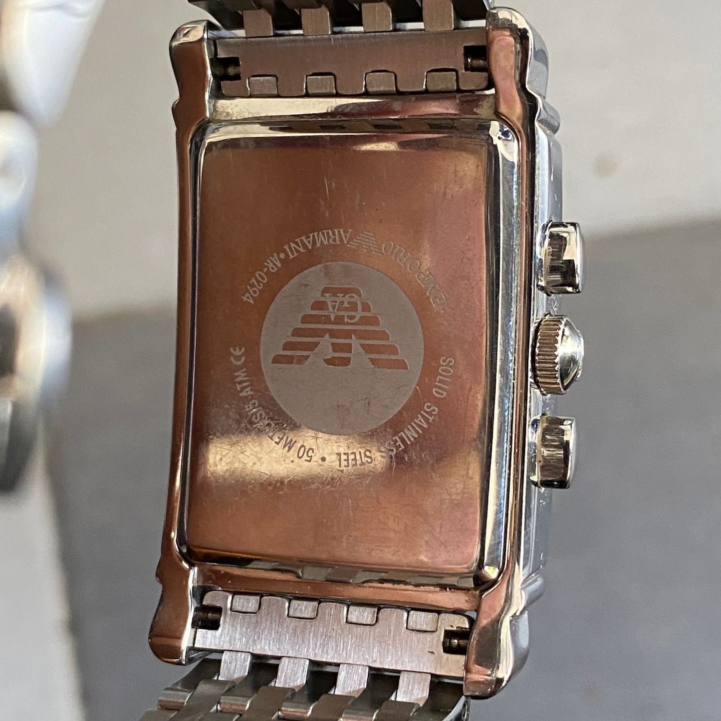 Rare Emporio Armani Chronograph Quartz AR0294 Tank Watch Vintage Dress Men