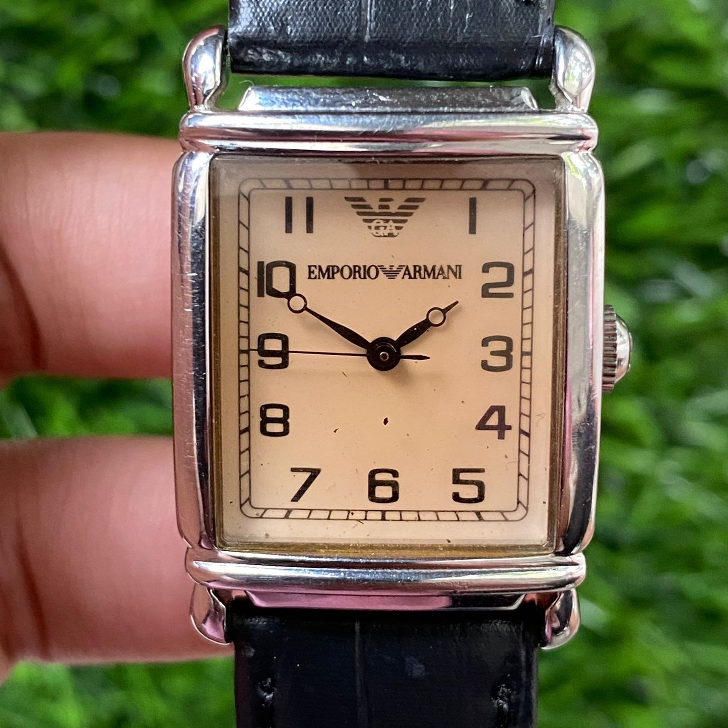Rare Emporio Armani Tank Quartz AR0204 Number Dial Cream Watch Dress Classic