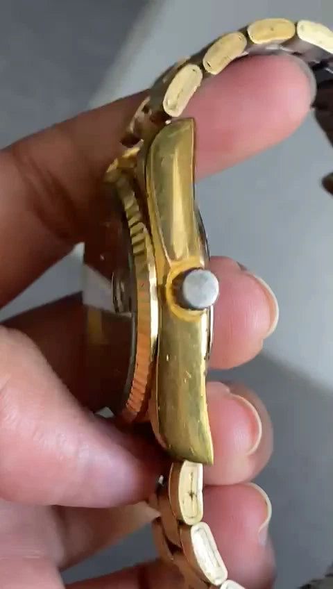 Rare Bulova President Super Seville Index Diamond Day Date Gold Automatic Watch