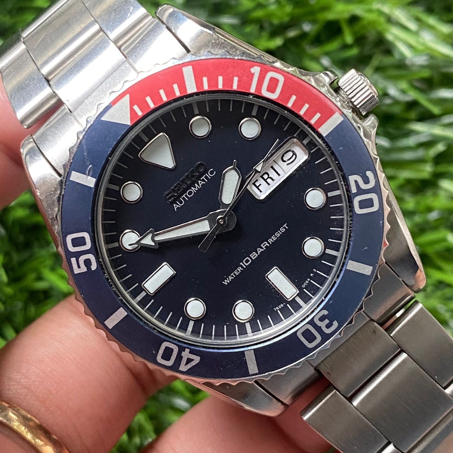 Rare Seiko Diver SKX033 Midsize Automatic Pepsi Bezel Black Dial Vintage