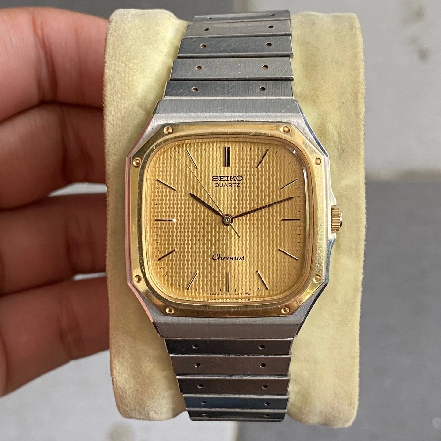 Rare Seiko Chronos Quartz 7731-5130 Square Gold Oak Style Vintage Watch Men | eBay