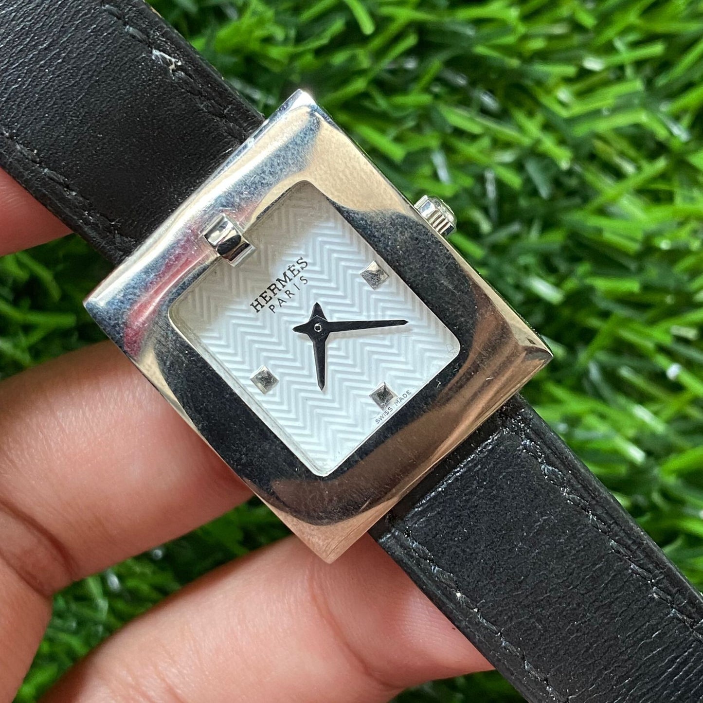 Rare Hermes Paris Belt BE1.210 White Dial Tank Fashion Ladies Watch Dress JR