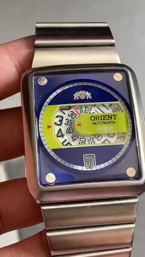 RARE Orient Jump Hour Big Size Automatic ERAM-C0 CA Blue Dial Jumping Hour Watch
