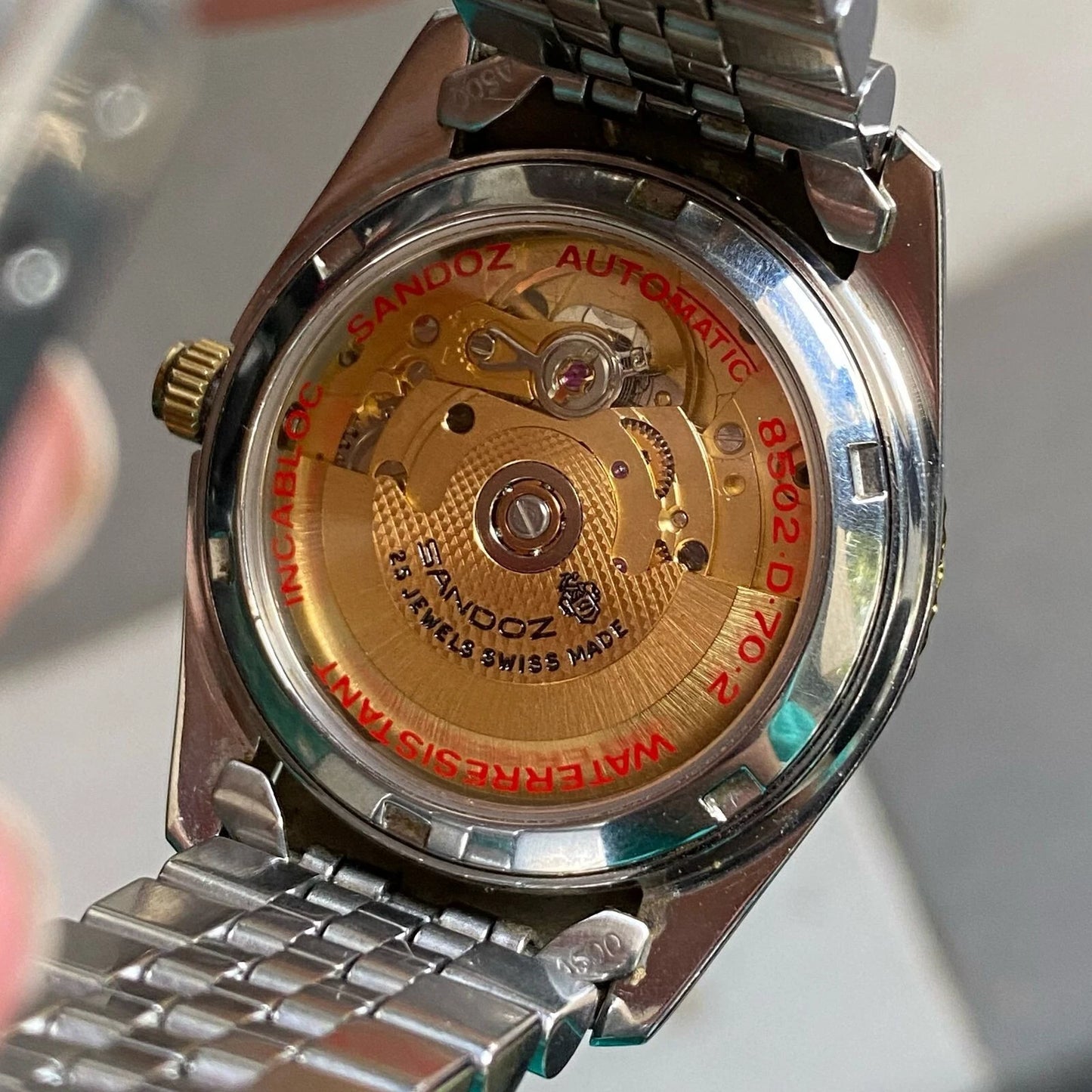 RARE Sandoz Computer Dial Two Tone Automatic ETA Swiss Diamond Index Watch Men