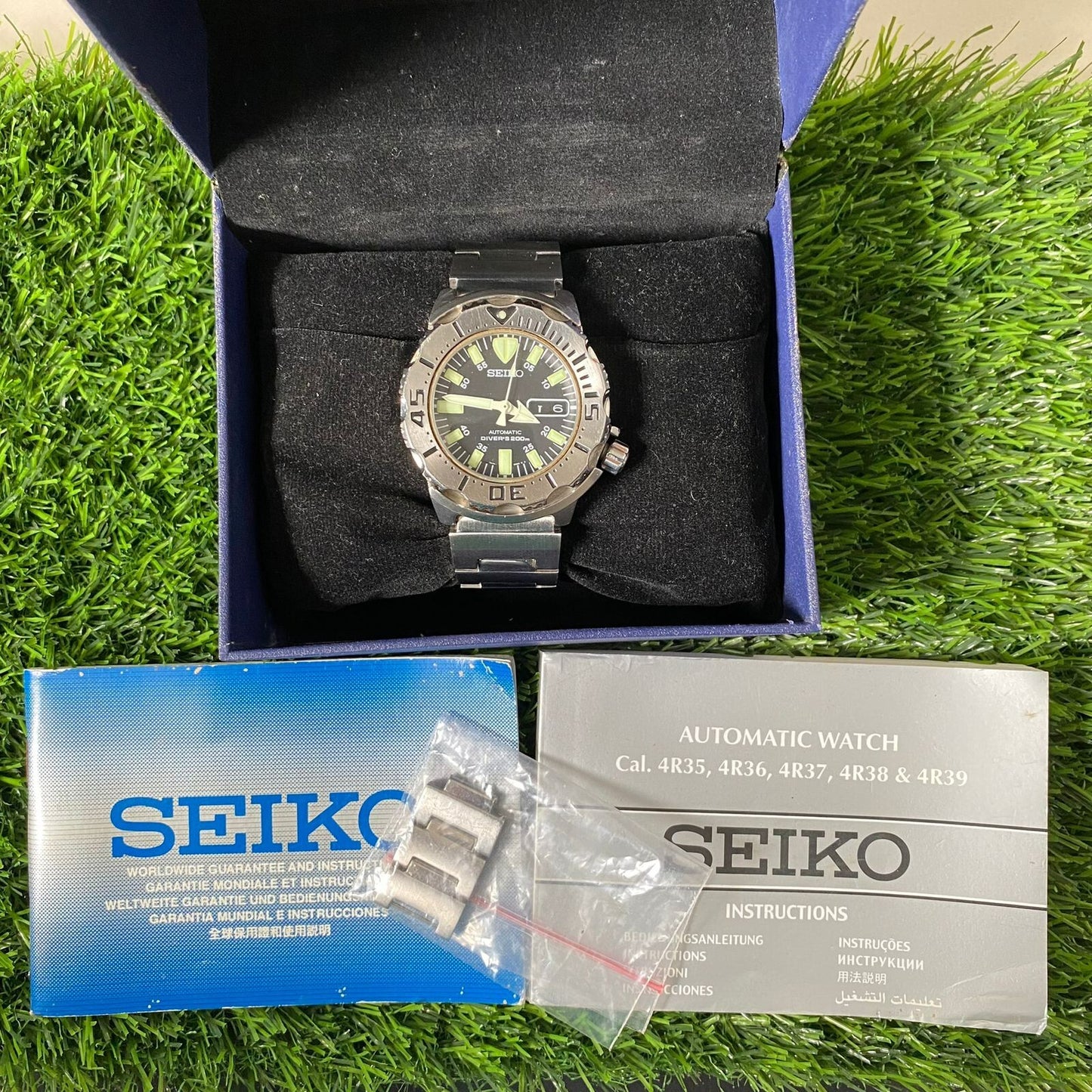 Rare Seiko SKX779 Black Monster Gen 1 Black Dial Automatic Day Date Diver Watch