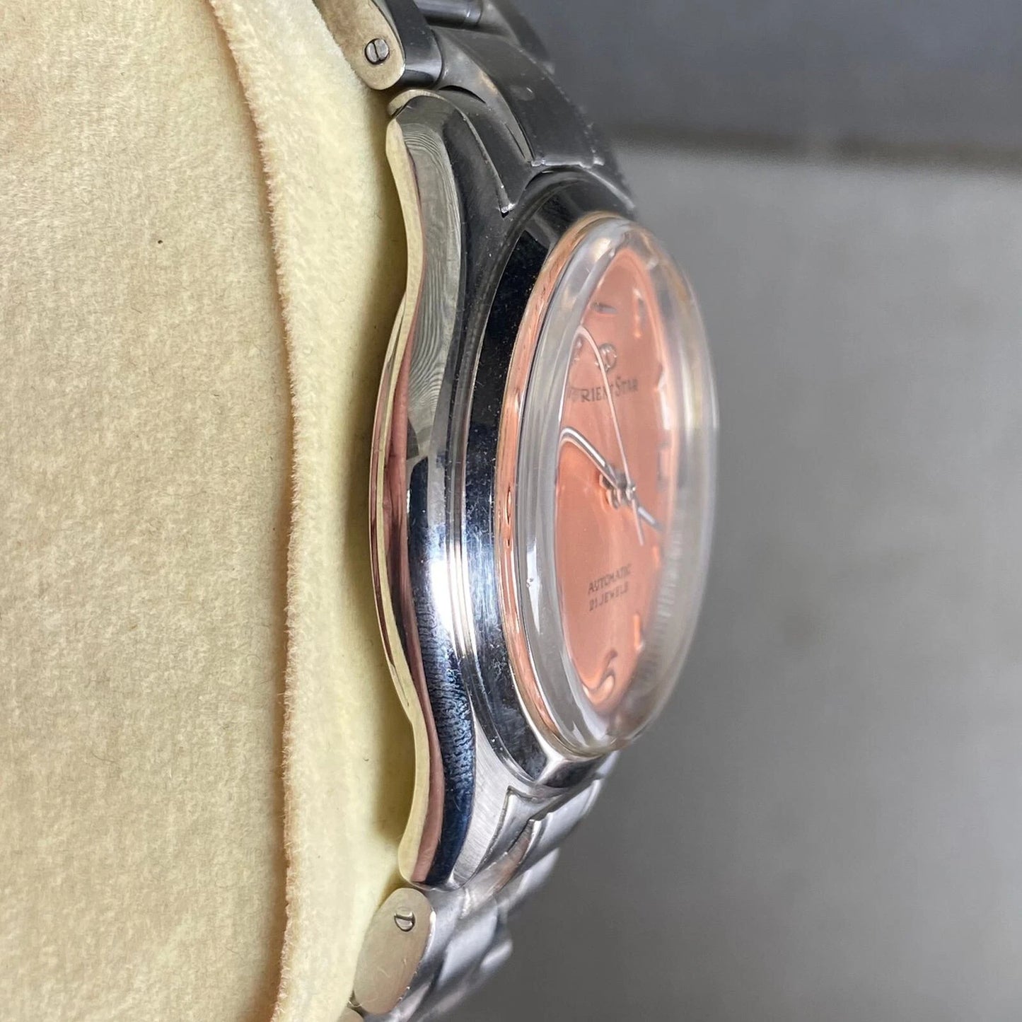 Rare Orient Star Explorer Automatic Salmon Dial 21 Jewels Date Watch Boy 36.5 mm | eBay