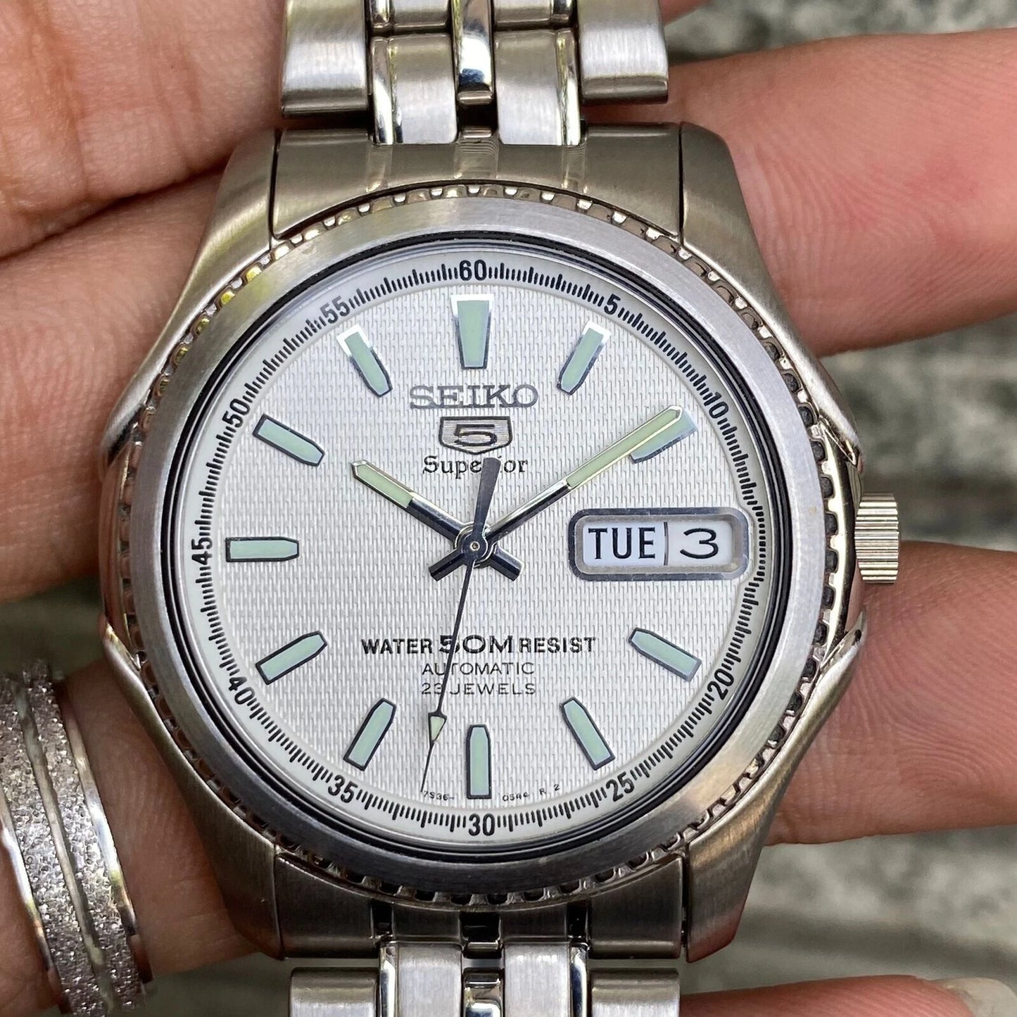 RARE Seiko 5 Superior SKZ047 Texture Dial Automatic 7S36 Vintage Watch