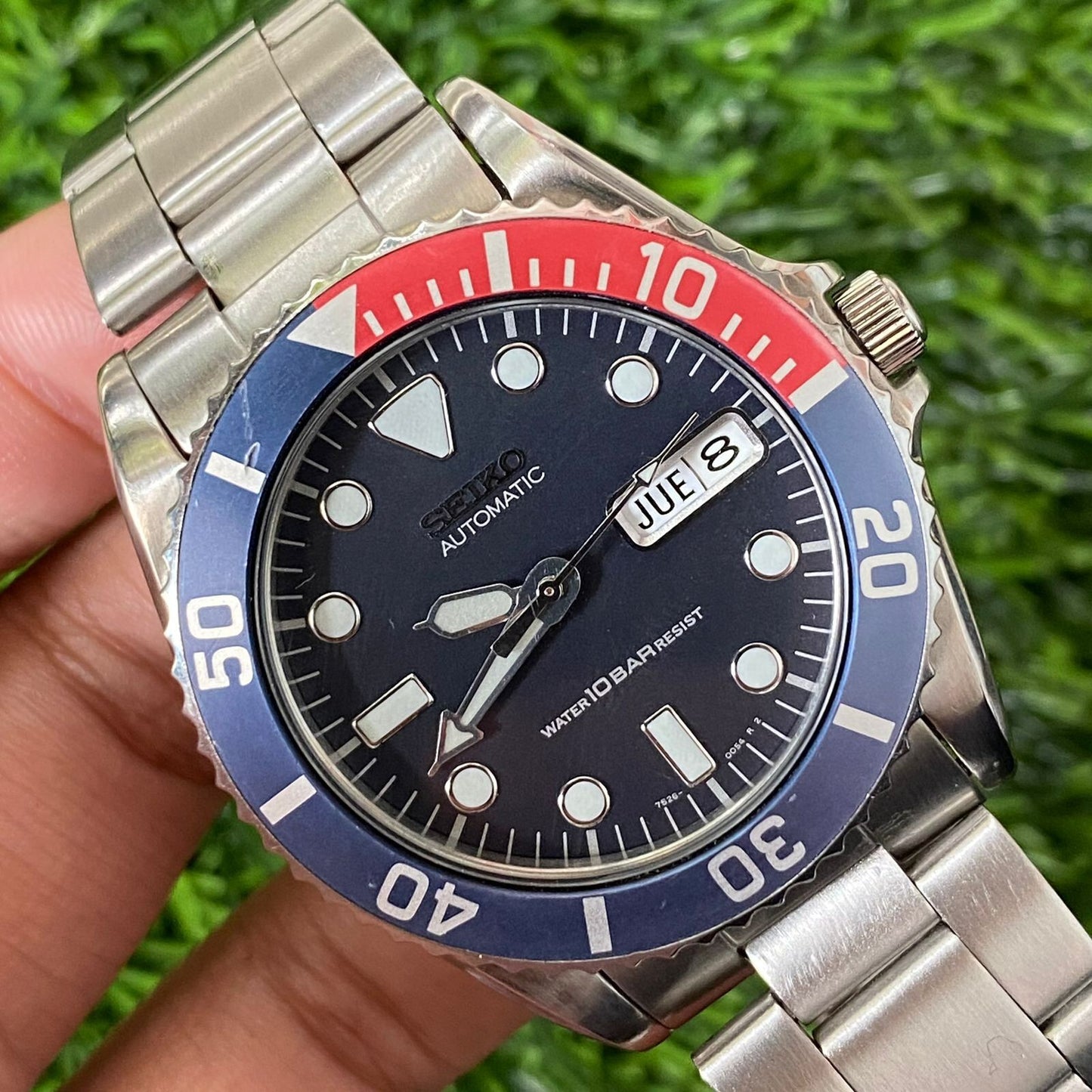 Rare Seiko Diver SKX033 Midsize Automatic Pepsi Bezel Black Dial Vintage