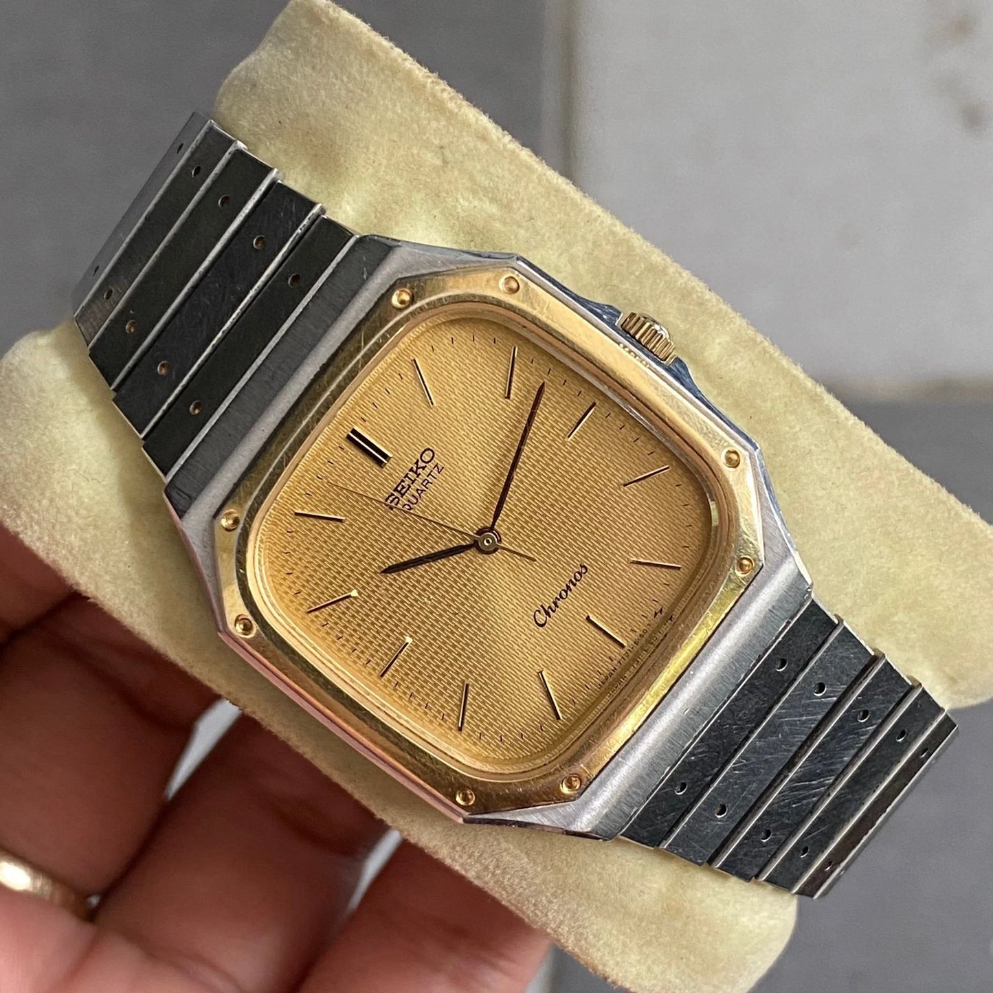 Rare Seiko Chronos Quartz 7731-5130 Square Gold Oak Style Vintage Watch Men | eBay