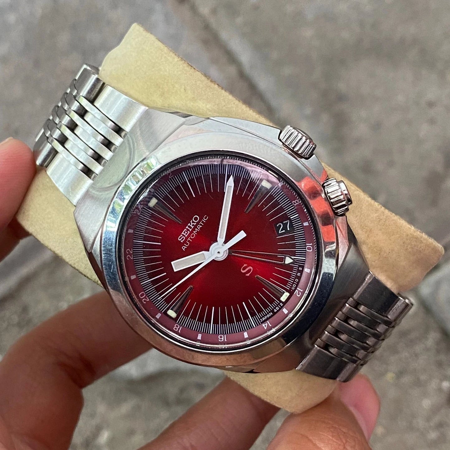 Rare Seiko SUS SCFF007 GMT Red Dial Automatic Hi-Beat Date Vintage Watch Men