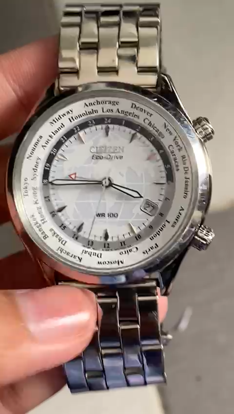 Rare Citizen WhiteHawk Eco Drive BJ9121-57A World Time Solar Vintage Men Watch