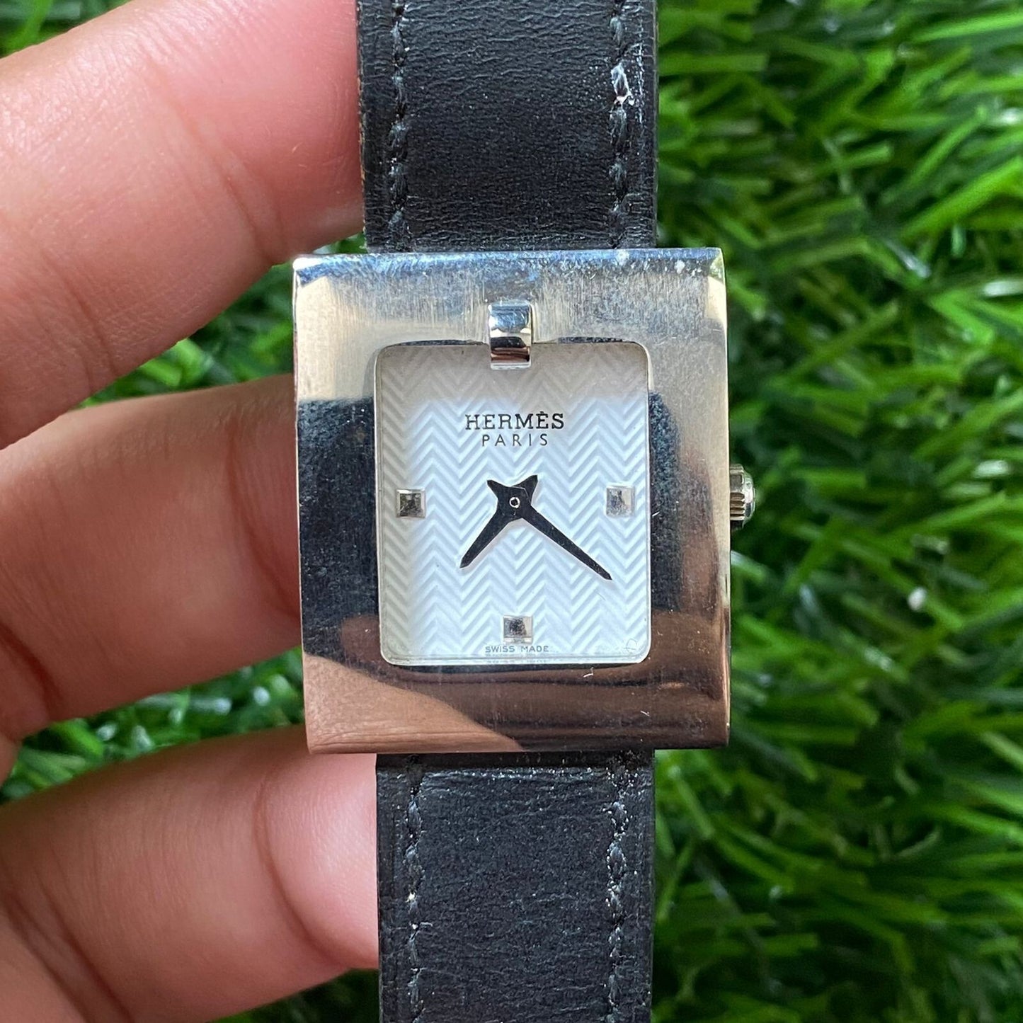 Rare Hermes Paris Belt BE1.210 White Dial Tank Fashion Ladies Watch Dress JR