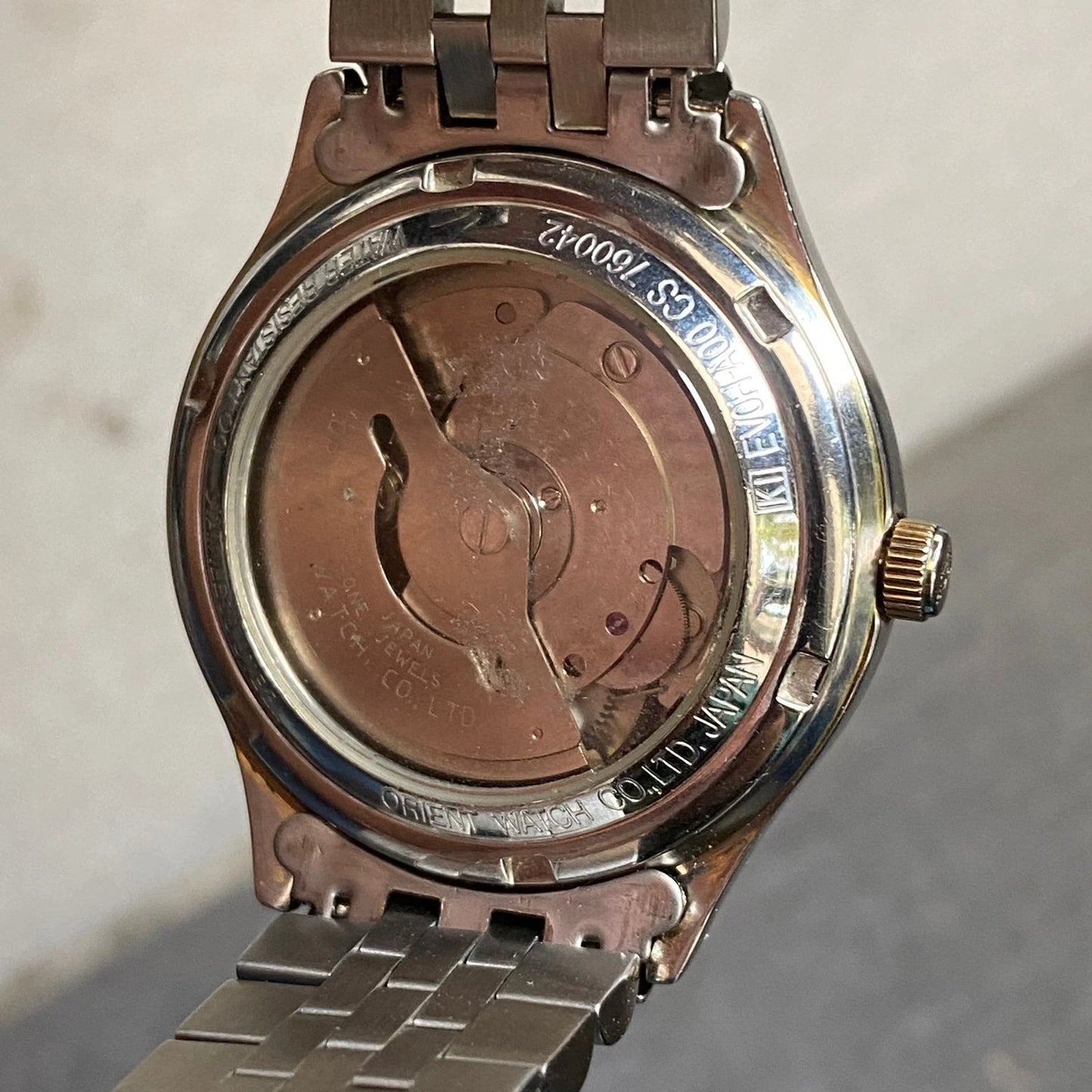 Rare Orient President Automatic Roman Index Beige Dial Day Date Vintage Watch