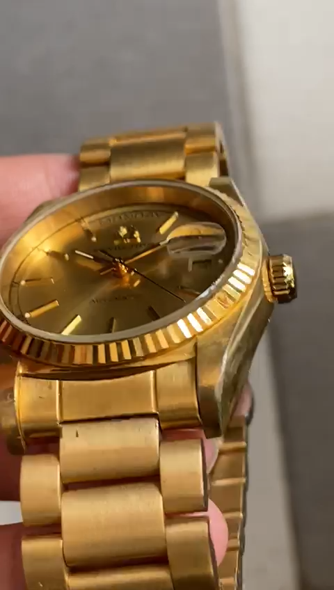 Rare Solvil et Titus President Day Date Gold Automatic Swiss Watch Vintage Men