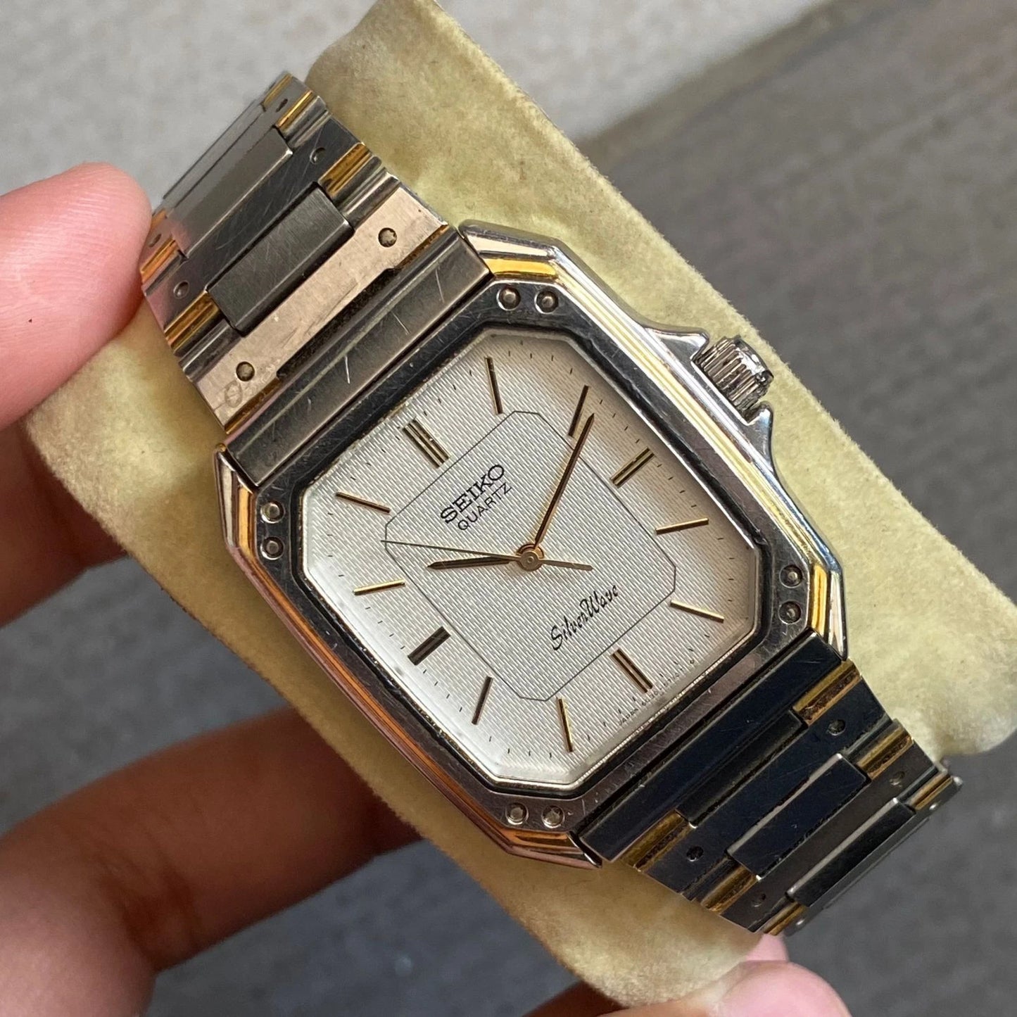 Rare Seiko Silverwave Quartz 6030-5530 White Dial Tank Vintage Dress Watch Men