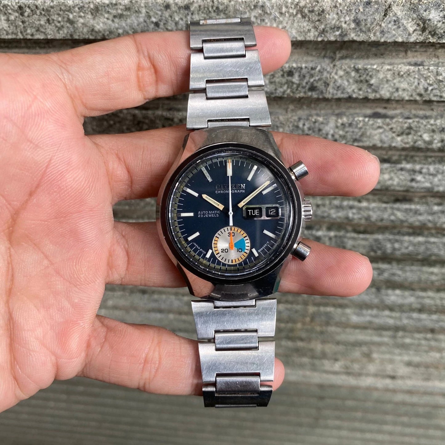 Rare Citizen Flyback Chronograph 8100 Day Date Automatic Vintage Watch
