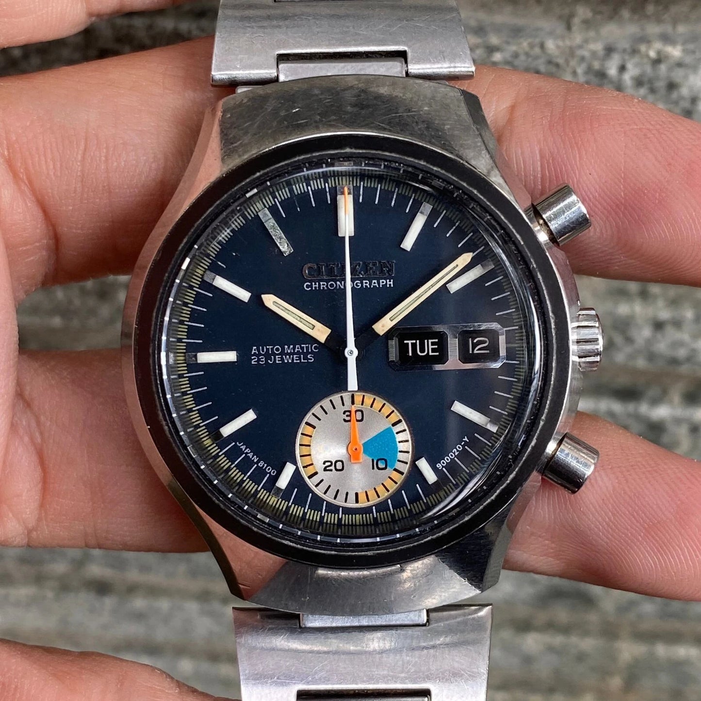Rare Citizen Flyback Chronograph 8100 Day Date Automatic Vintage Watch