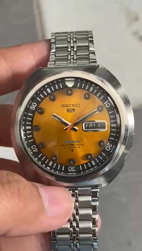 RARE Seiko 5 Sports SBSS009 Automatic 7S36-0060 Orange Dial Sushi Roll Vintage