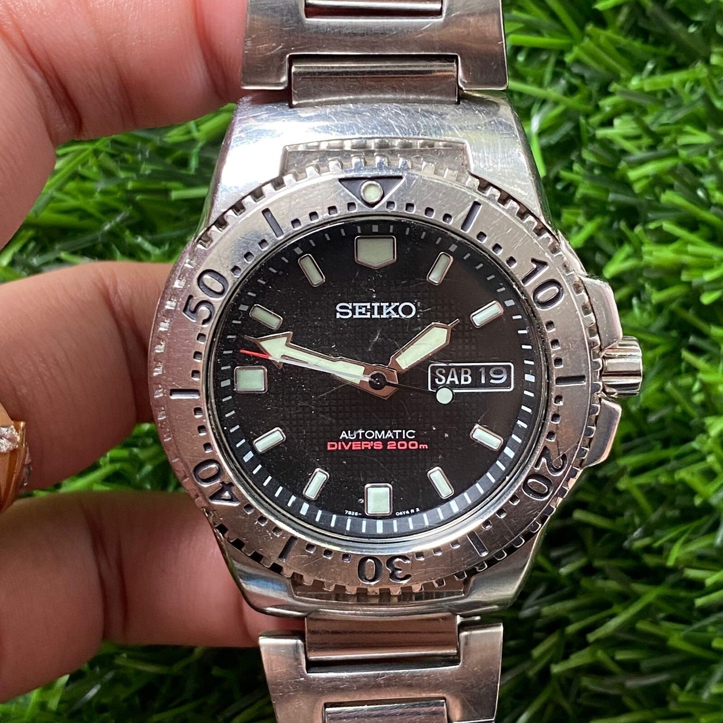 Rare Seiko Black Knight SKXA49 Automatic 7S26 Black Dial Solid Watch Diver Men
