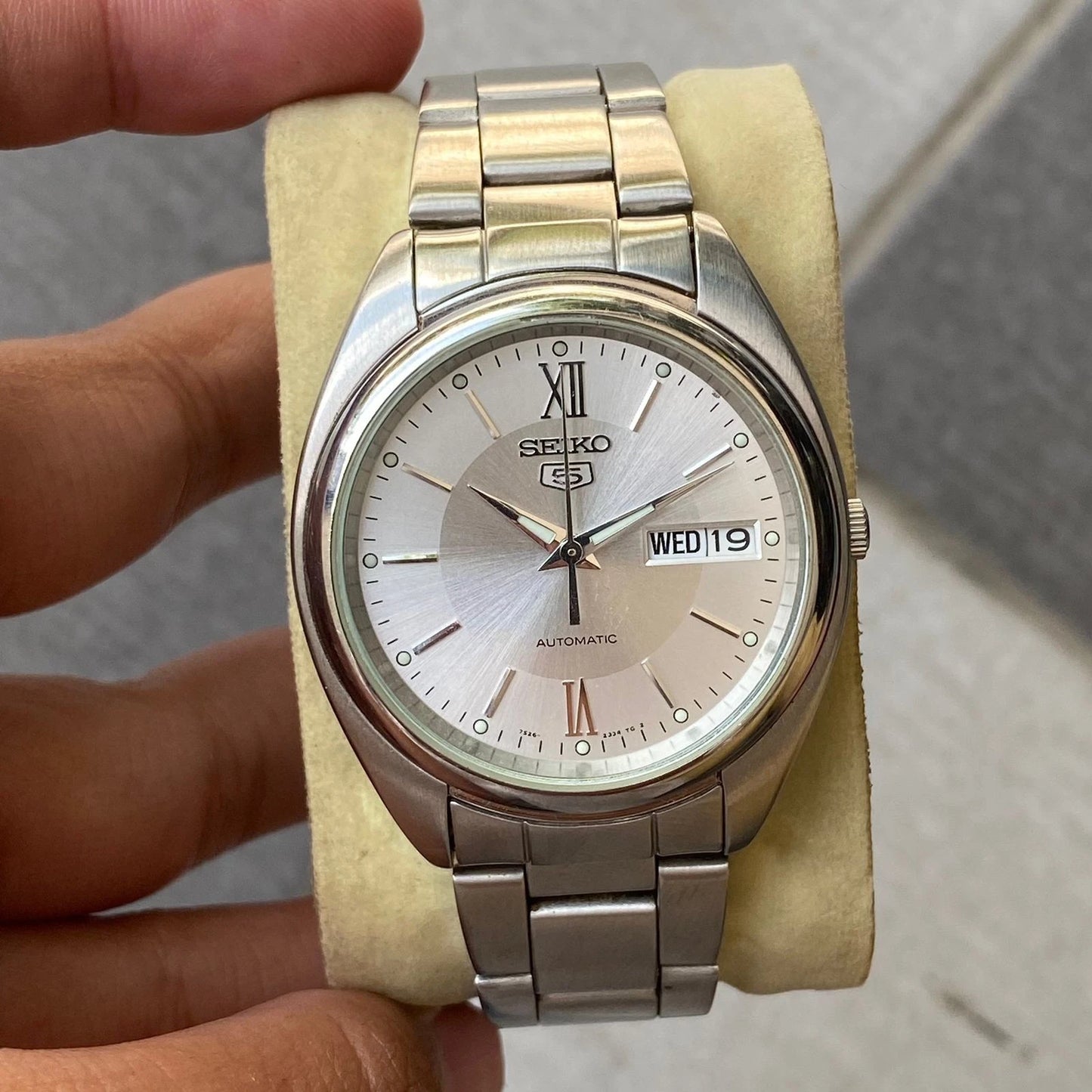 Rare Seiko 5 SNXA19 Automatic 7s26-0430 Silver Dial Day Date Steel Vintage Watch