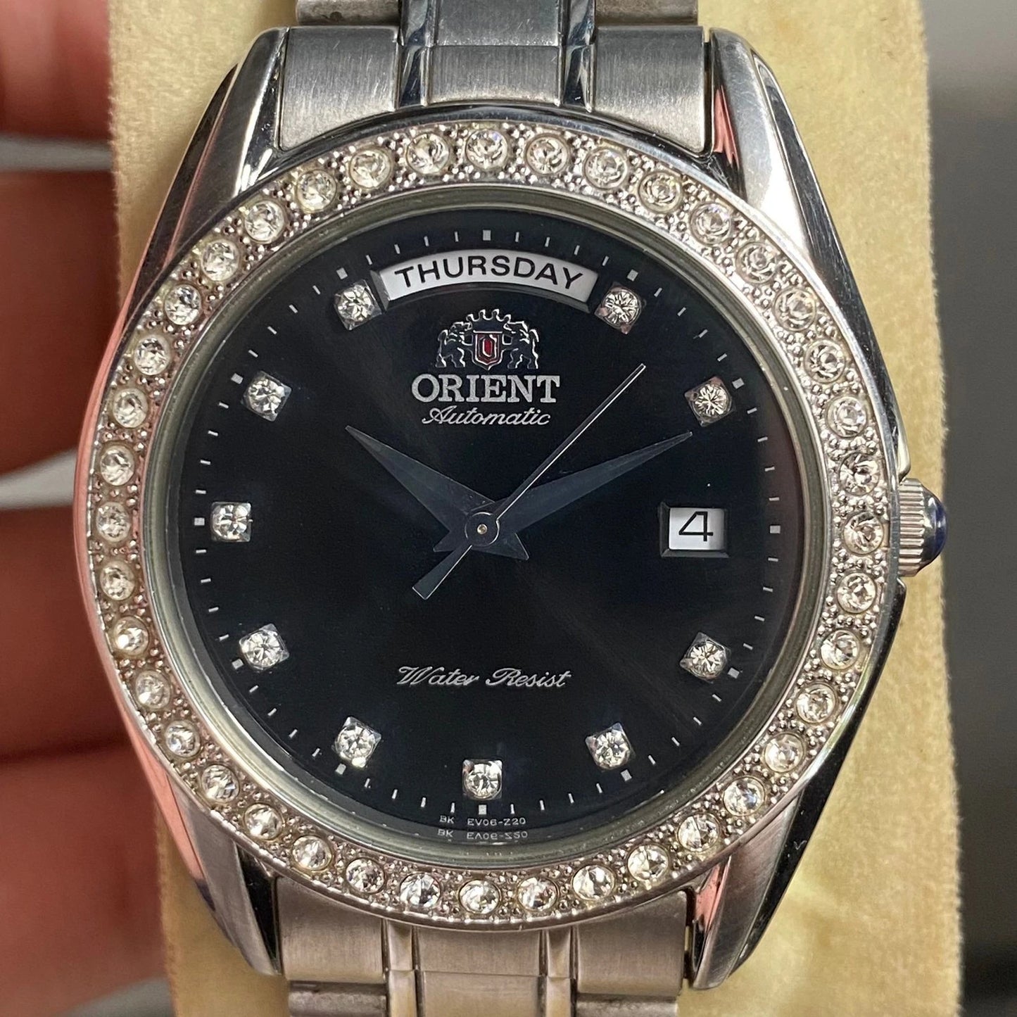 Rare Orient President EV06-C1 CS Diamond Black Dial Automatic Vintage Watch Men