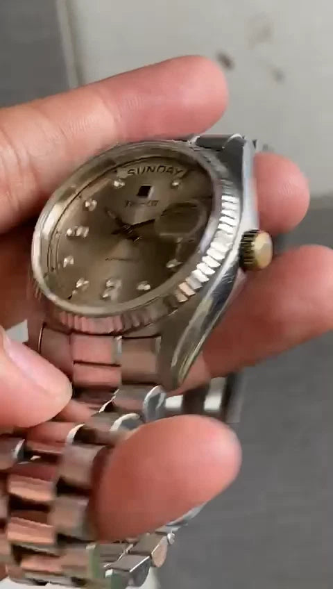 Rare Tissot President Automatic DIamond Index Silver Dial Watch Swiss Vintage