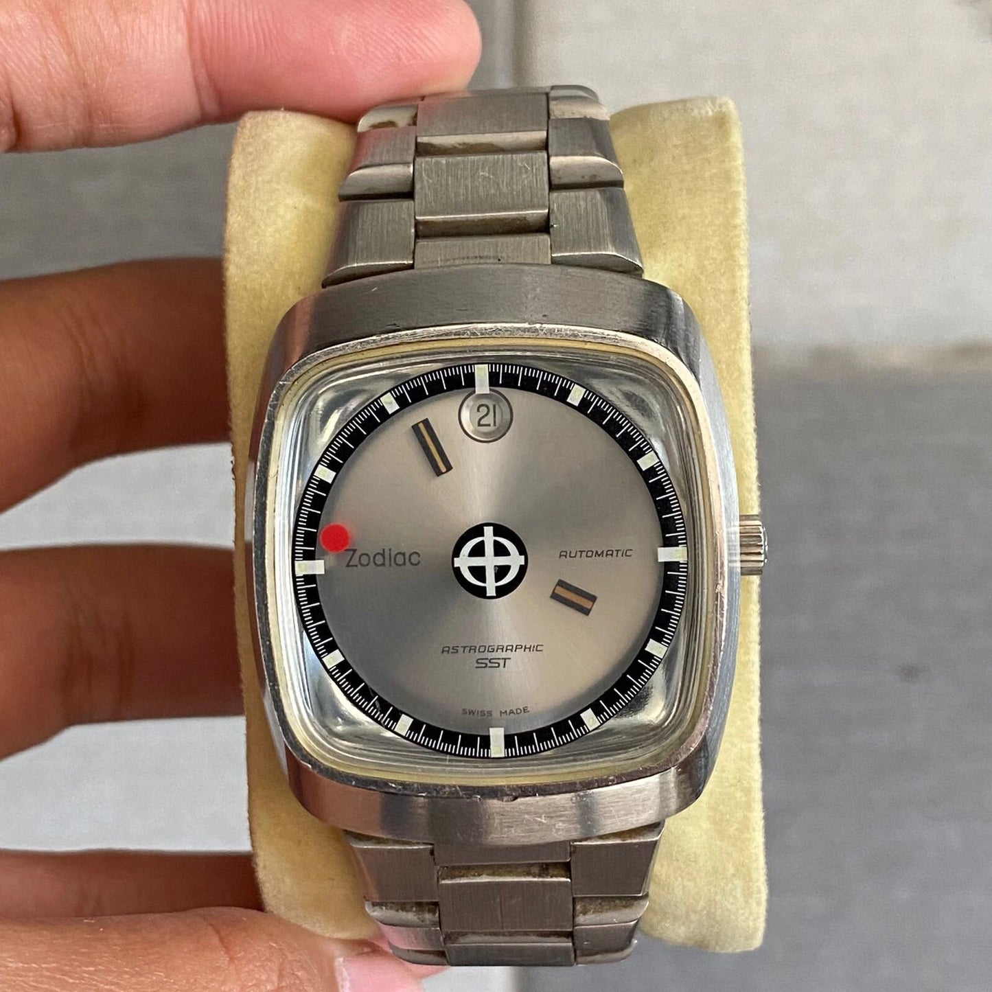 Rare Zodiac Astrographic SST Mystery Dial Automatic 882.963 Swiss Watch Vintage