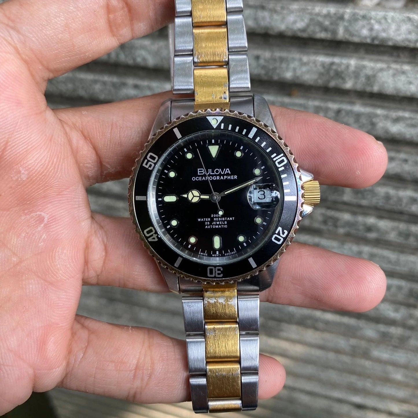 RARE Bulova Oceanographer Automatic ETA Swiss Diver Watch Men