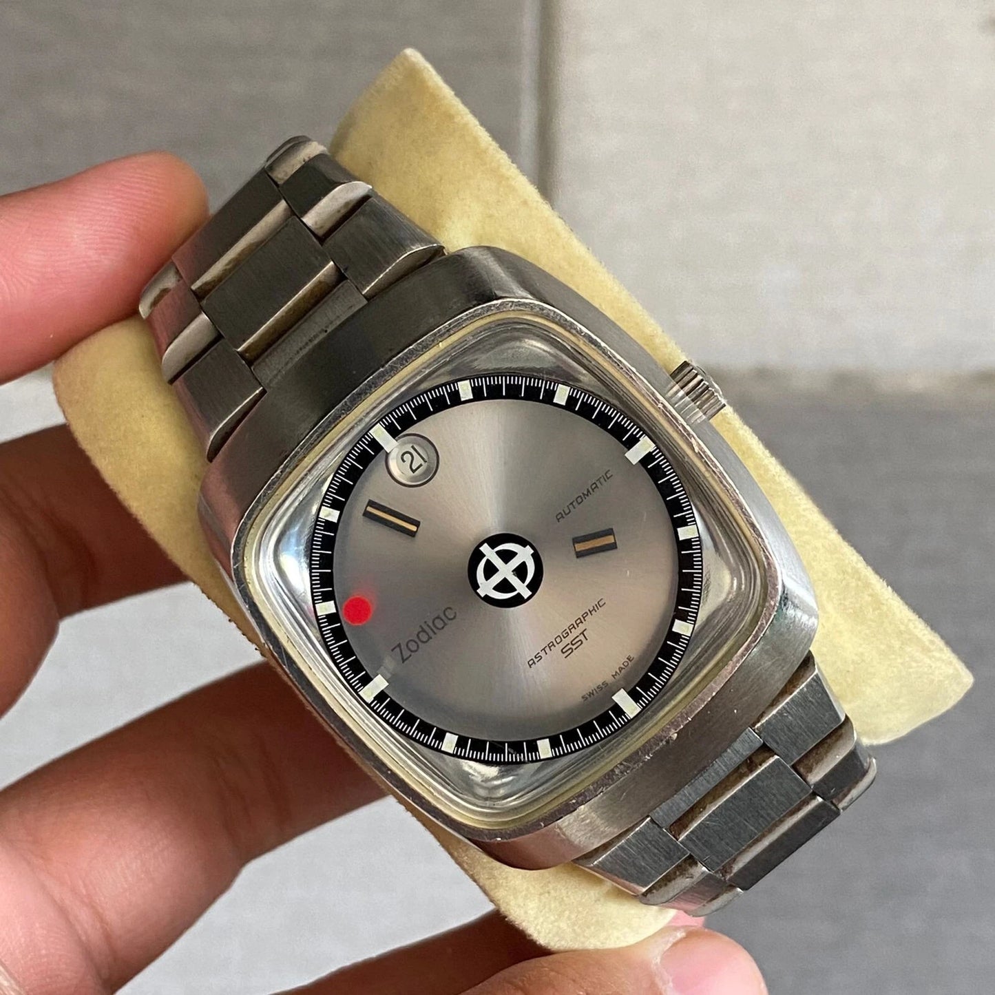 Rare Zodiac Astrographic SST Mystery Dial Automatic 882.963 Swiss Watch Vintage