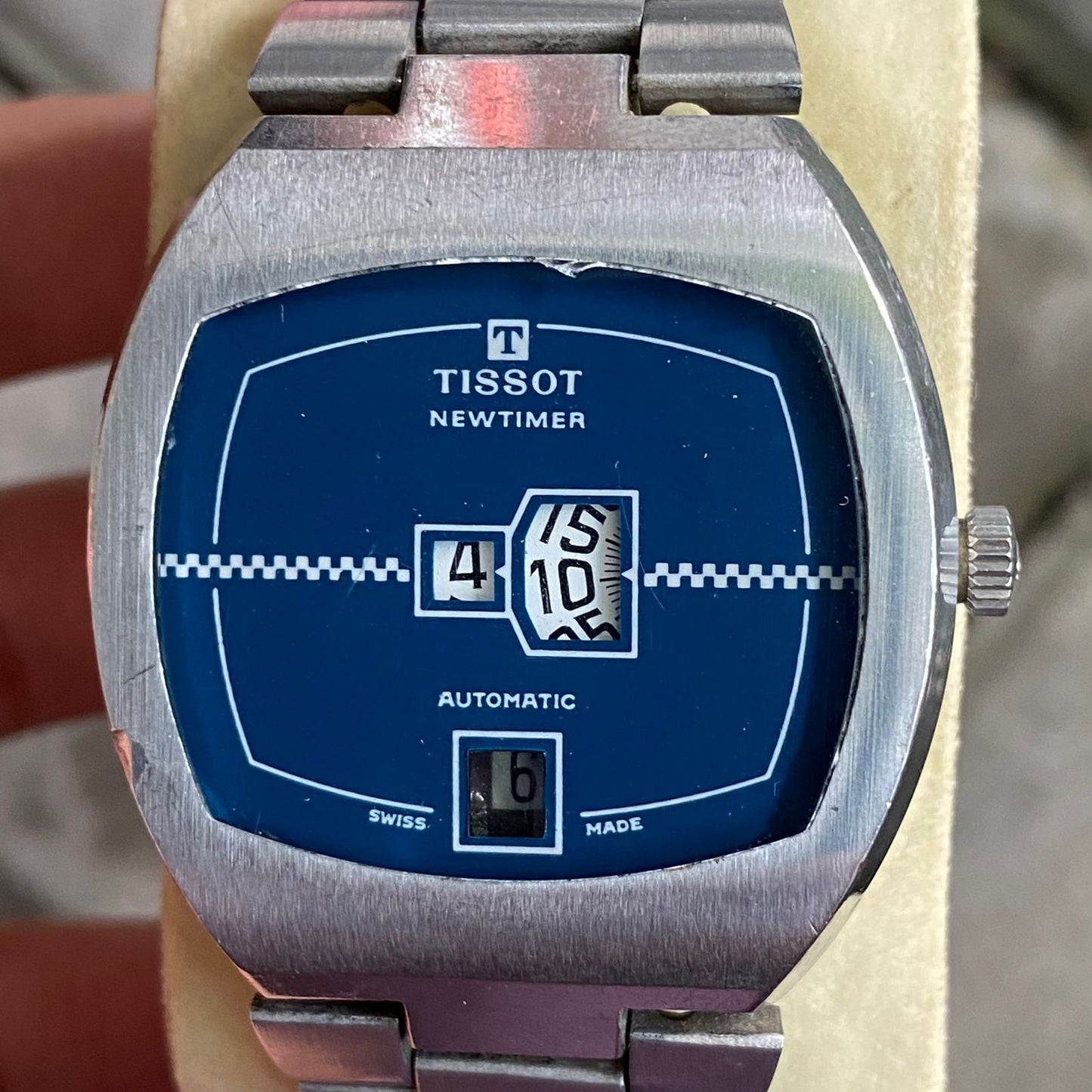 Rare Tissot Jumping Hour New Timer Blue Dial Automatic Swiss Made Watch Men