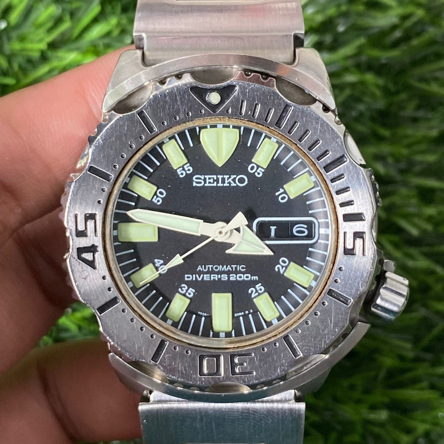 Rare Seiko SKX779 Black Monster Gen 1 Black Dial Automatic Day Date Diver Watch