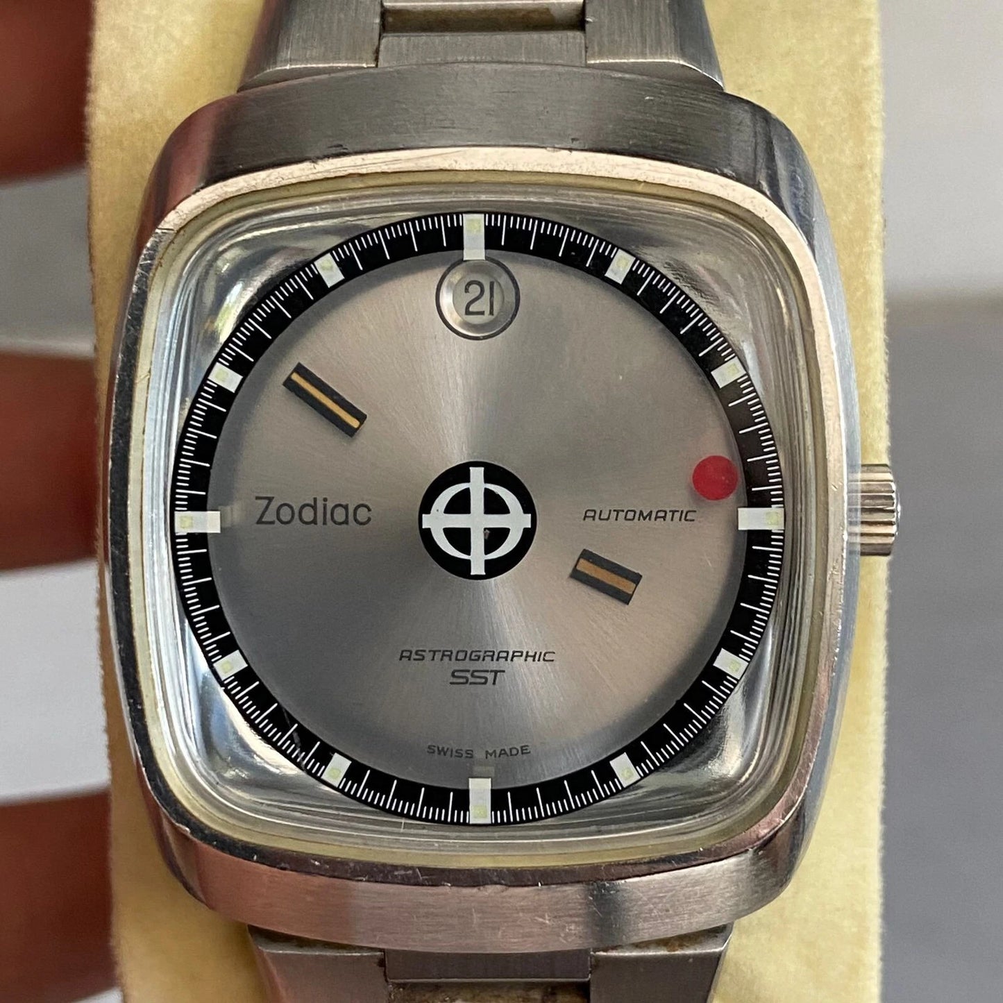 Rare Zodiac Astrographic SST Mystery Dial Automatic 882.963 Swiss Watch Vintage