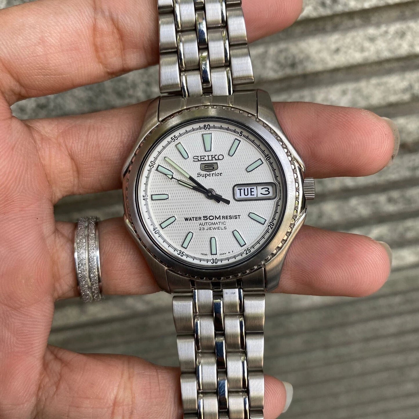 RARE Seiko 5 Superior SKZ047 Texture Dial Automatic 7S36 Vintage Watch